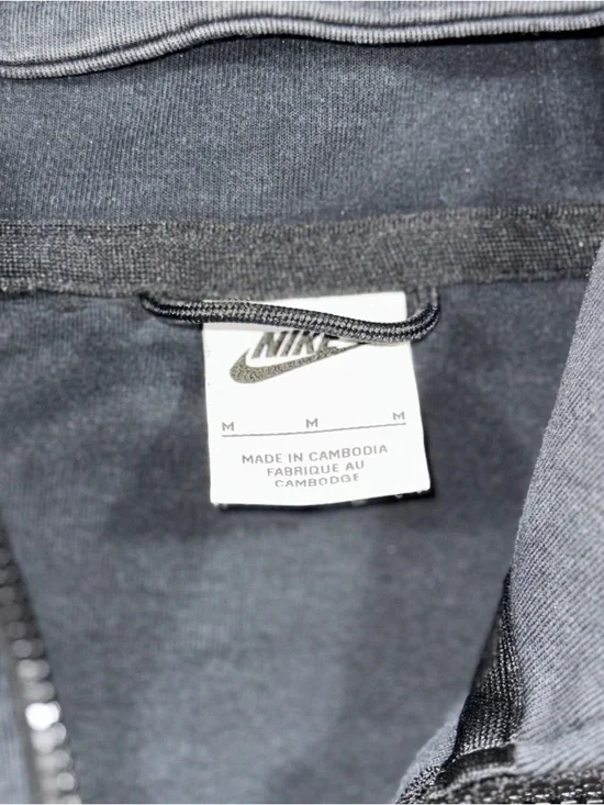 Nike Hoodie Mens Medium Gray Tech Fleece Windrunner Full Zip Sweatshirt - Picture 3 of 8